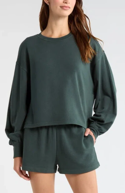 Zella Go Easy Crewneck Sweatshirt In Green