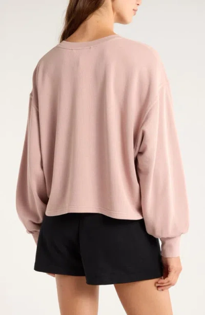 Zella Go Easy French Terry Crewneck Sweatshirt In Pink