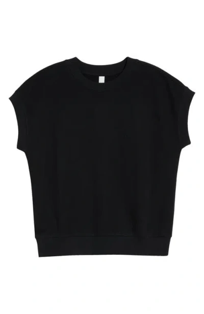 Zella Go Easy Terry Cotton Blend Sweatshirt In Black