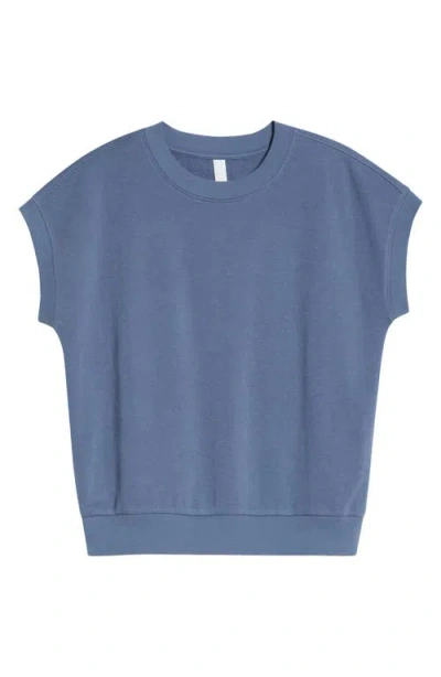 Zella Go Easy Terry Cotton Blend Sweatshirt In Blue