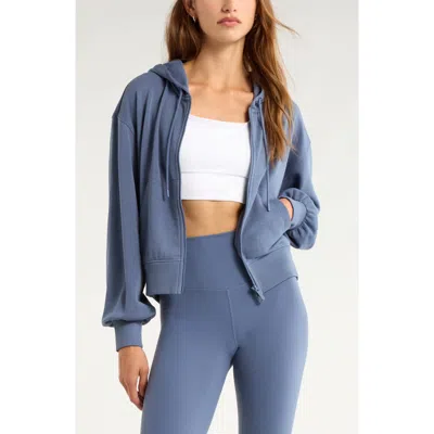 Zella Go Easy Terry Zip Front Hoodie In Blue