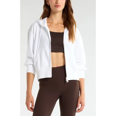 Zella Go Easy Terry Zip Front Hoodie In White