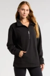 Zella Half Zip Fleece Ottoman Pullover In Black