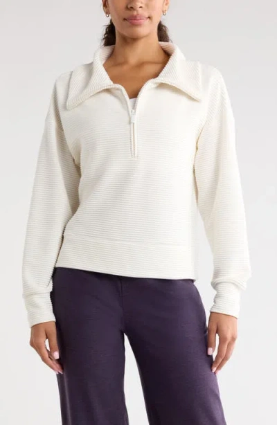 Zella Half Zip Fleece Ottoman Pullover In White