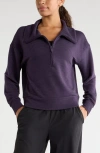 Zella Half Zip Fleece Ottoman Pullover In Pink
