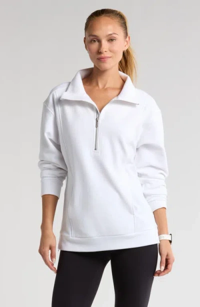 Zella Half Zip Fleece Ottoman Pullover In White