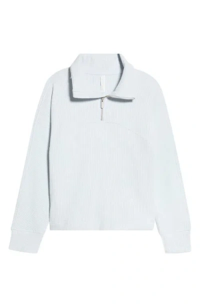 Zella Half Zip Waffle Stitch Sweatshirt In Blue Ancient