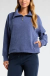 Zella Half Zip Waffle Stitch Sweatshirt In Blue Indigo Marl