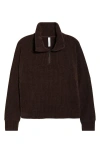 Zella Half Zip Waffle Stitch Sweatshirt In Brown