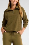 Zella Half Zip Waffle Stitch Sweatshirt In Brown Teak Marl