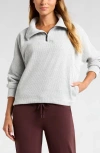 Zella Half Zip Waffle Stitch Sweatshirt In Grey Marl