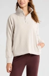 Zella Half Zip Waffle Stitch Sweatshirt In Tan Marl