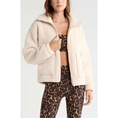 Zella Haven Faux Shearling Zip Front Jacket In Multi