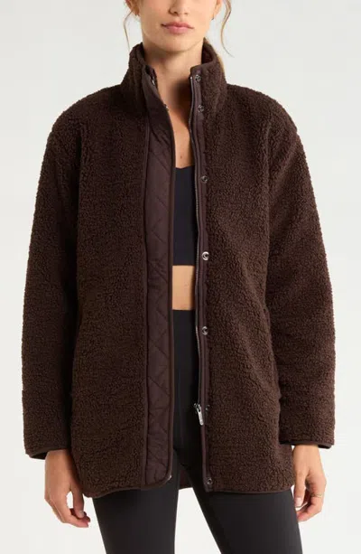 Zella Hearth Faux Shearling Jacket In Brown