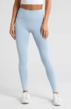 Zella High Waist Fleece Lined Leggings In Blue Fog