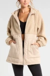 Zella Hybrid Faux Shearling Pocket Jacket