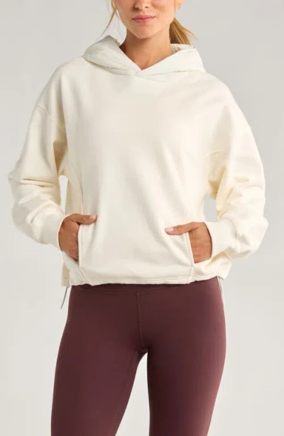 Zella Hybrid Mixed Media Hoodie In White