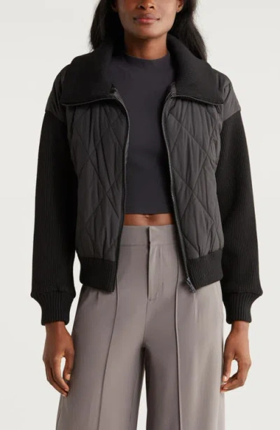 Zella Hybrid Zip Front Jacket In Black