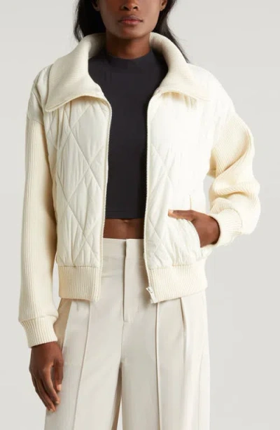 Zella Hybrid Zip Front Jacket In Ivory Egret