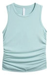 Zella In The Zone Ruched Side Tank In Teal Aquifer
