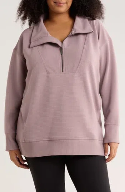 Zella Kickback Ottoman Half Zip Tunic In Pink