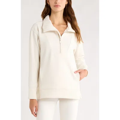 Zella Kickback Ottoman Half Zip Tunic In White