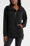Zella Cozy Ottoman Rib Half Zip Pullover In Black