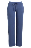 Zella Level Set Straight Leg Slit Hem Track Pants In Blue Indigo
