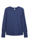 Zella Liana Restore Soft Lite Long Sleeve T-shirt In Blue Indigo
