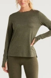 Zella Liana Restore Soft Lite Long Sleeve T-shirt In Olive Night