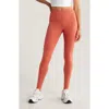 Zella Luxe Rib High Waist Leggings In Rust Redwood