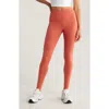 Zella Luxe Rib High Waist Leggings In Rust Redwood