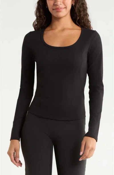 Zella Long Sleeve Rib T-shirt In Black