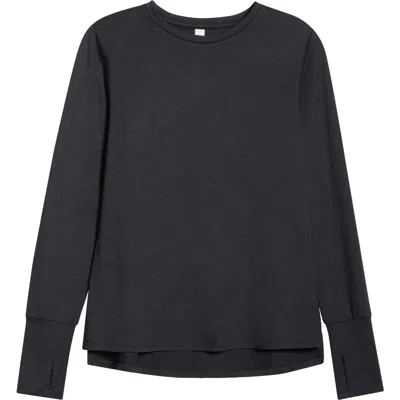 Zella Long Sleeve Split Hem T-shirt In Brown