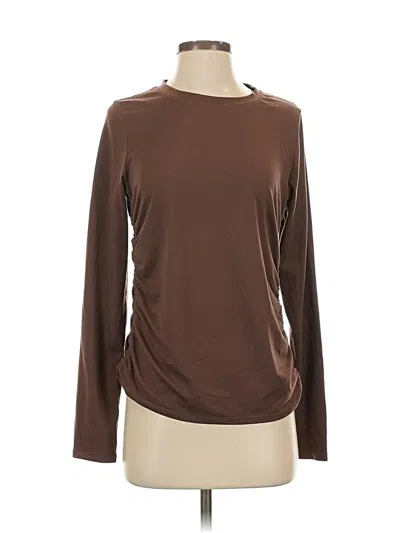 Pre-owned Zella Long Sleeve Top Brown Cowl Neck Tops