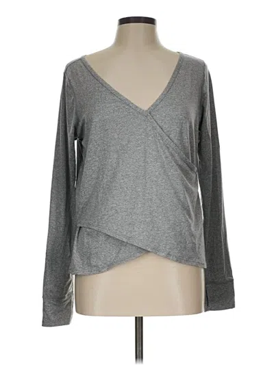 Pre-owned Zella Long Sleeve Top Gray V-neck Tops