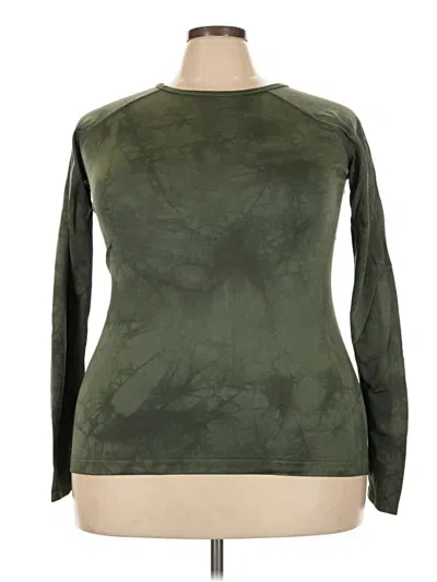 Pre-owned Zella Long Sleeve Top Green Mock Neckline Tops