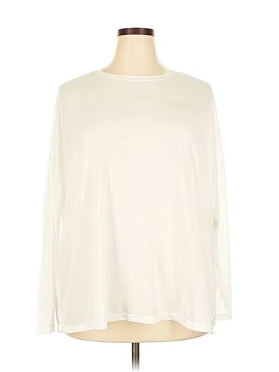 Pre-owned Zella Long Sleeve Top Ivory Crew Neck Tops In White