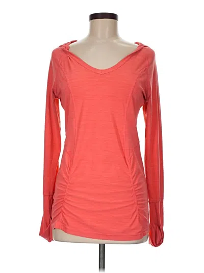 Pre-owned Zella Long Sleeve Top Orange Scoop Neck Tops