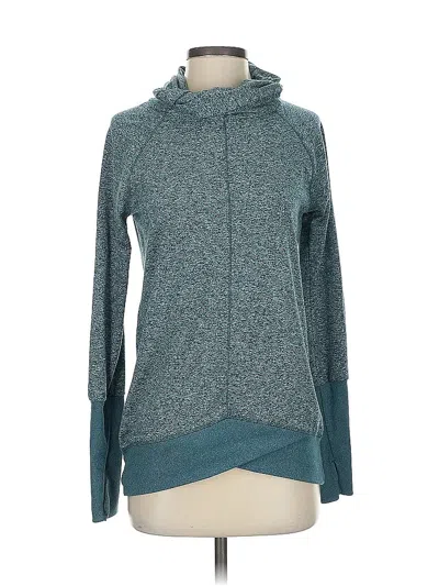 Pre-owned Zella Long Sleeve Top Teal Cowl Neck Tops In Blue