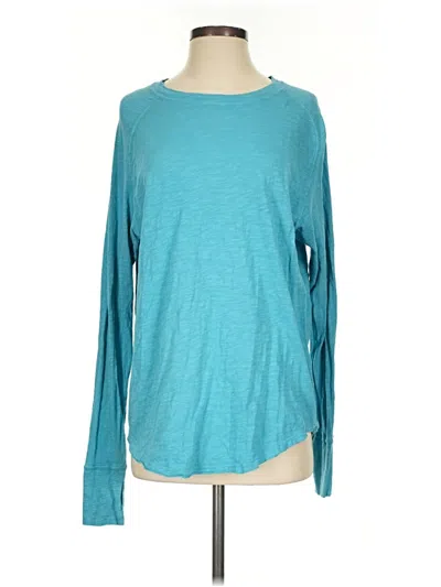 Pre-owned Zella Long Sleeve Top Teal Crew Neck Tops