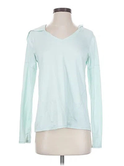 Pre-owned Zella Long Sleeve Top Teal Keyhole Neckline Tops