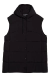 Zella Longline Hooded Puffer Vest In Black