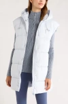 Zella Longline Hooded Puffer Vest In White