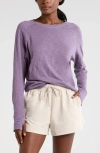 Zella Loosen Up Washed Cotton Top In Purple Montana