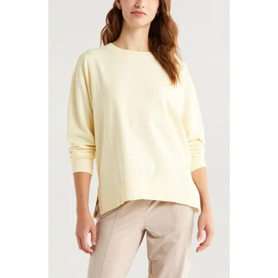 Zella Luxe French Terry Sweatshirt In Yellow Flan