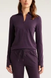 Zella Luxe Lite Half Zip Performance Top In Purple Nebula