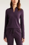 Zella Luxe Lite Half Zip Performance Top In Purple Nebula