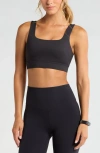 Zella Luxe Lite Squared Up Sports Bra In Black