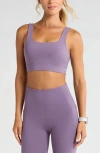 Zella Luxe Lite Squared Up Sports Bra In Purple Montana